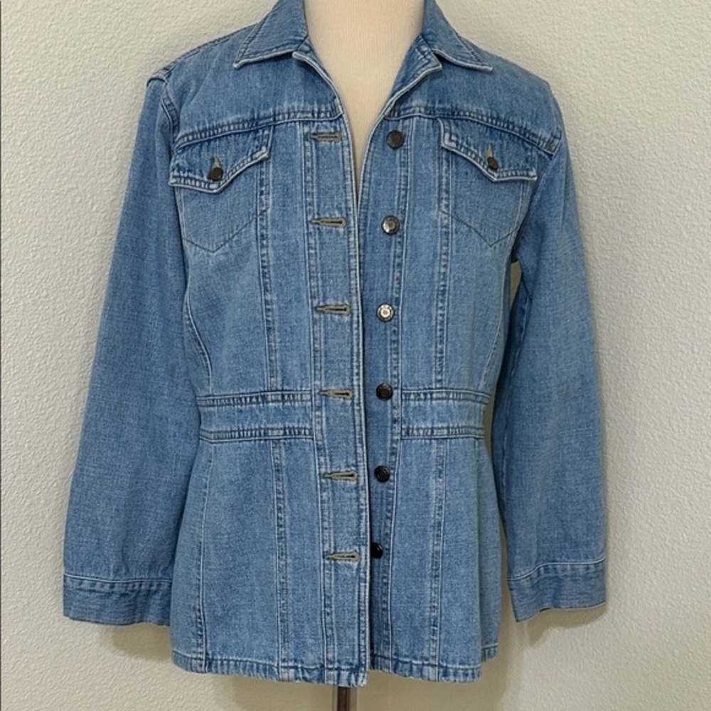 Fall Autumn Emma James Light Blue Tailored Denim Jacket Size 6